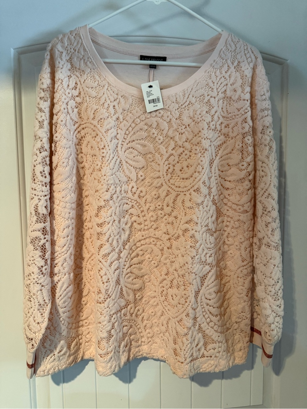 Lane Bryant Pink Lace Overlay Pullover